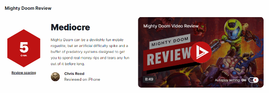 B社《DOOM》手游《Mighty DOOM》IGN 5分：氪金游戏 别玩！