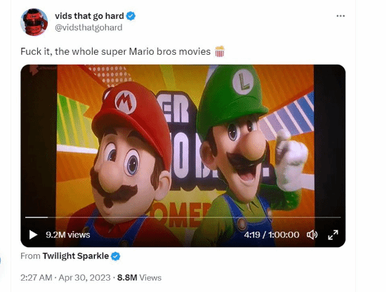 Nintendo stunned: Mario movie streamed on Twitter has more than 9 million views