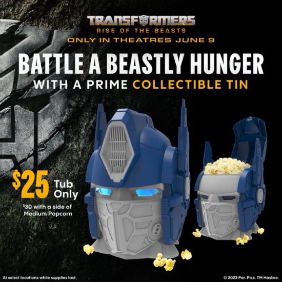 Transformers 7 Officially Unveils Optimus Prime Popcorn Bucket - Worth $25