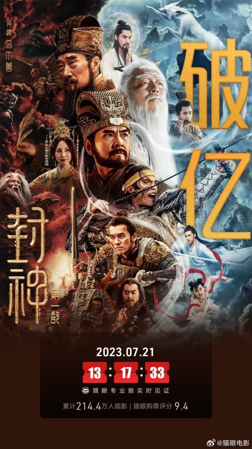 《The Legend of Gods: Part One》Surpasses 100 Million Box Office on the Second Day!