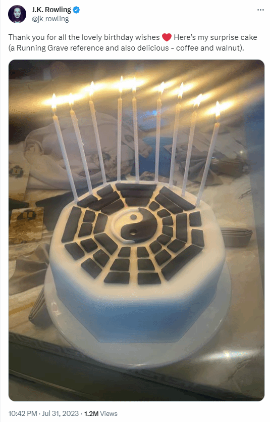 JK Rowling Celebrates Birthday with Tai Chi Cake