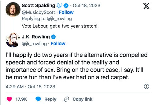 J.K. Rowling: Willing to Face Jail for Expressing Transgender Views