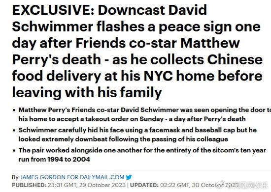 David Schwimmer Appears for the First Time After Matthew Perry's Passing, Shows a Low Mood
