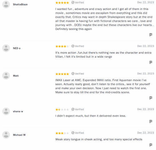 "Aquaman 2" - Mixed Reviews with Popcorn Index at 79%