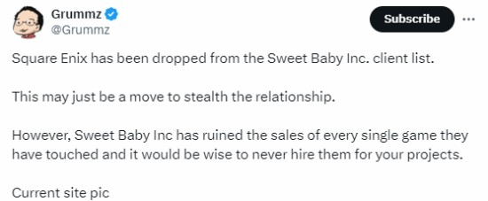 断绝关系还是隐藏关系？SE被SweetBaby移出顾客名单