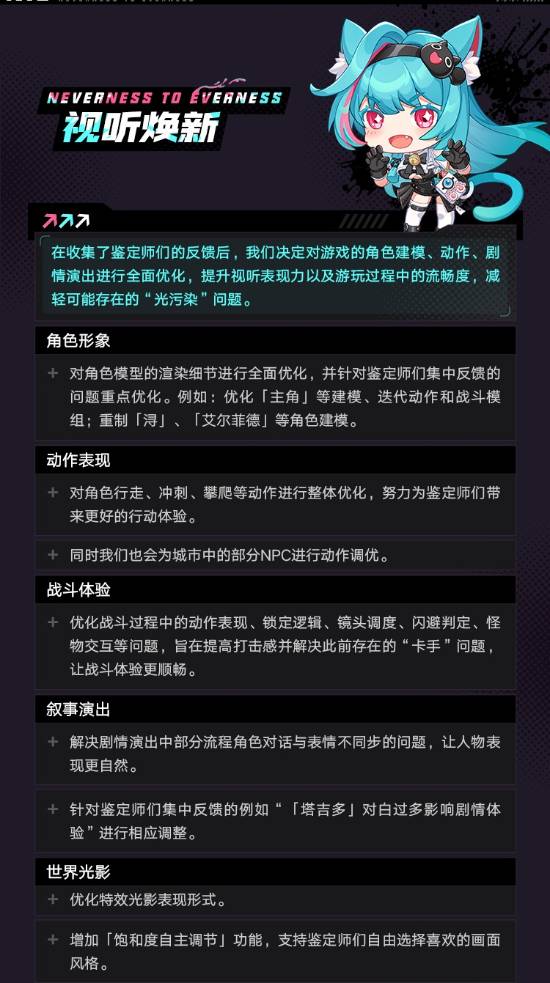 《异环》优化清单发布：视听焕新、玩法迭代、性能优化、未来规划