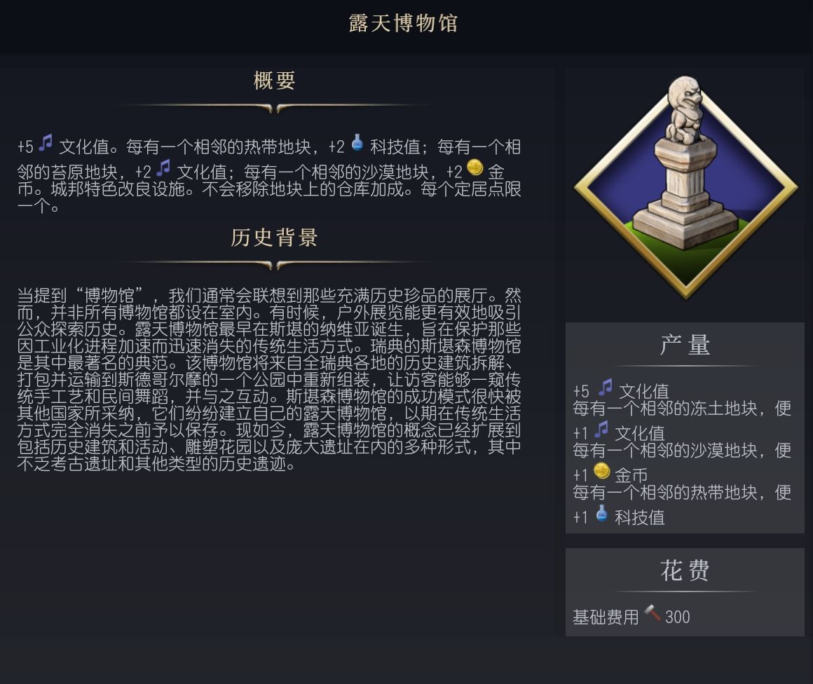 《文明7》露天博物馆设施介绍 露天博物馆有什么作用