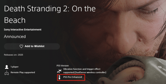 《死亡搁浅2》支持PS5 Pro增强 本月公布新消息