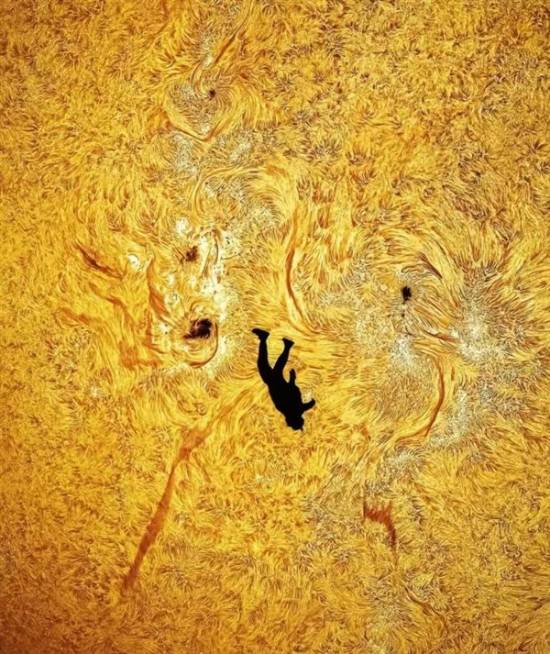 摄影师揭秘拍“人类坠入太阳”过程，定格神话级 “太阳坠落” 名场面