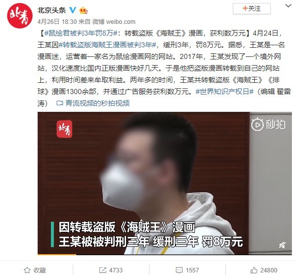 被判3年罚款8万 版权时代后 鼠绘君与海贼王的故事有了结局 百家争鸣 游民星空