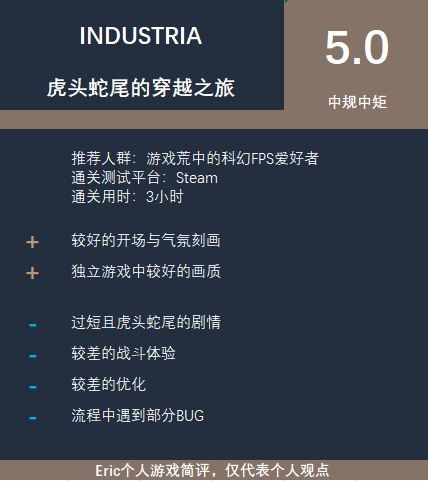 《INDUSTRIA》玩家简评：虎头蛇尾的穿越之旅